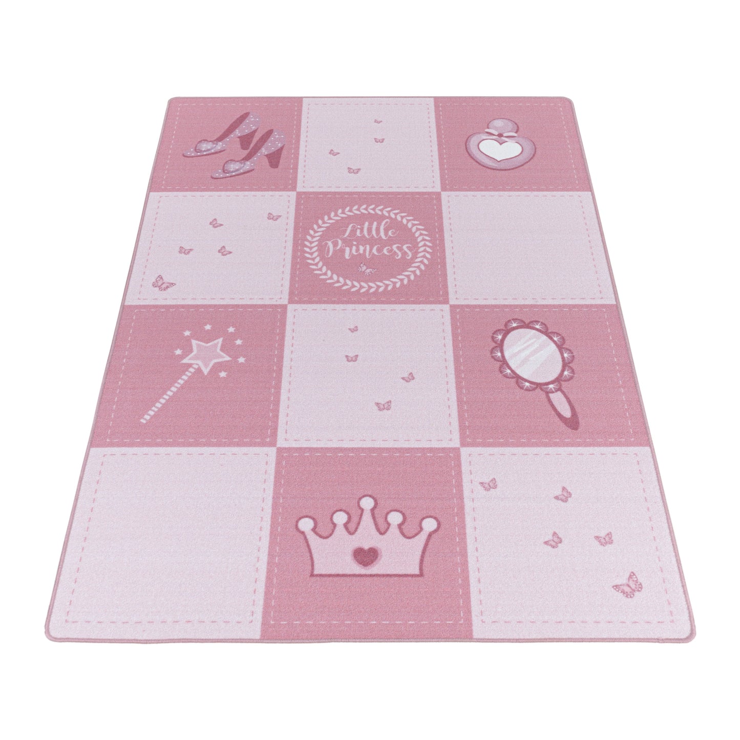Kinderteppiche, Prinzessin-Design, Farbe Pink, Teppich für Kinderzimmer, Rücken aus Latex