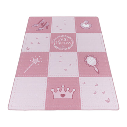 Kinderteppiche, Prinzessin-Design, Farbe Pink, Teppich für Kinderzimmer, Rücken aus Latex