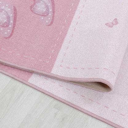 Kinderteppiche, Prinzessin-Design, Farbe Pink, Teppich für Kinderzimmer, Rücken aus Latex
