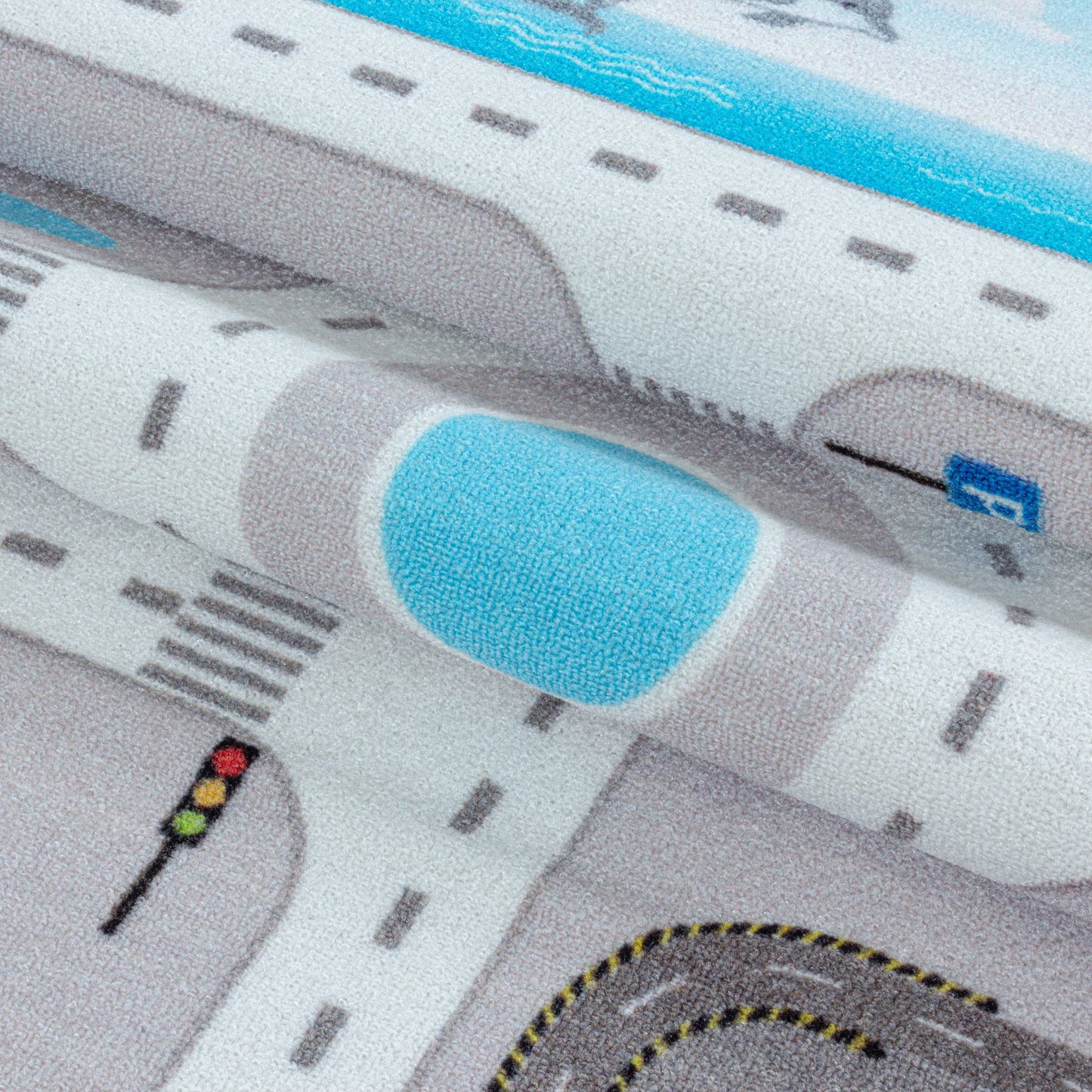 Kinderteppiche, Straßenteppich, Farbe Grau, Teppich für Kinderzimmer, Rücken aus Latex