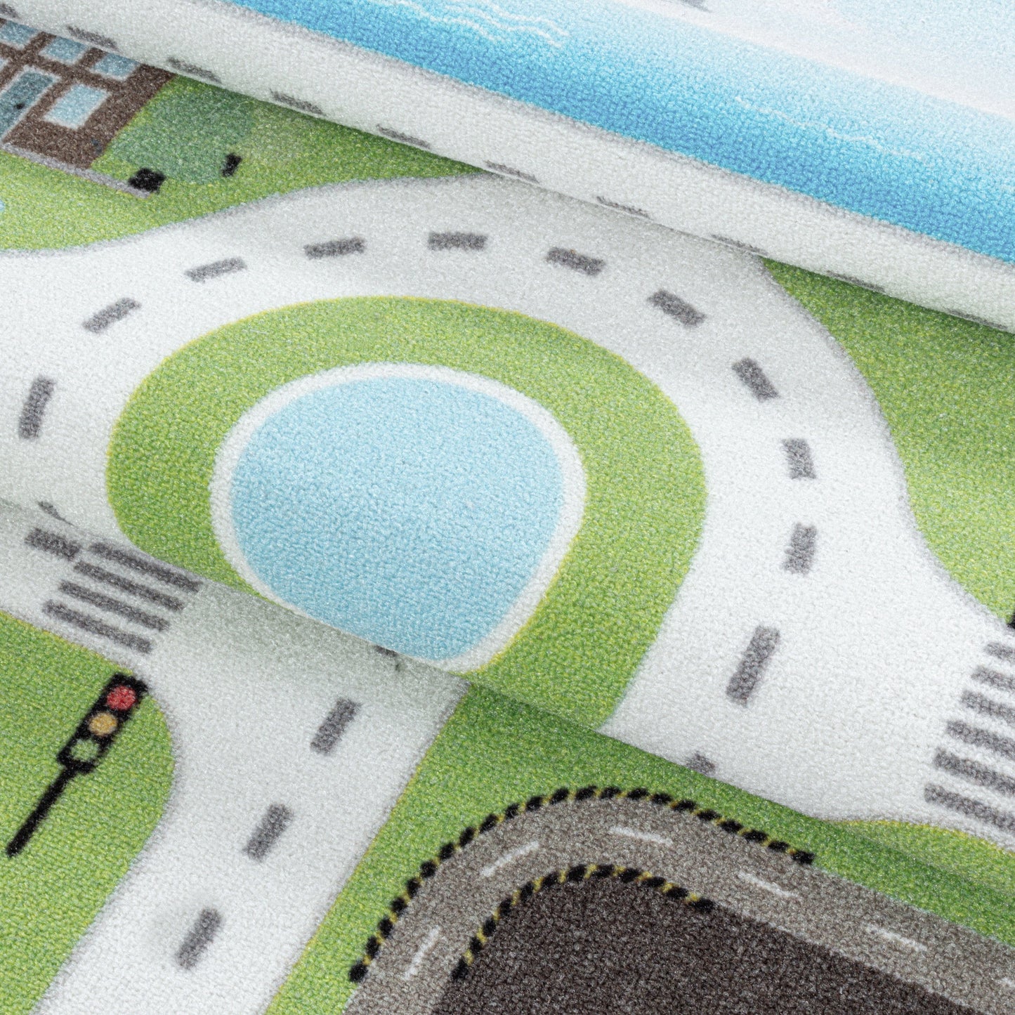 Kinderteppiche, Straßenteppich, Farbe Grün, Teppich für Kinderzimmer, Rücken aus Latex