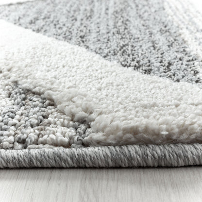 Hochflorteppiche, Geometrisch Design, Farbe Grau, Teppich für Wohnzimmer, Rücken aus Jute