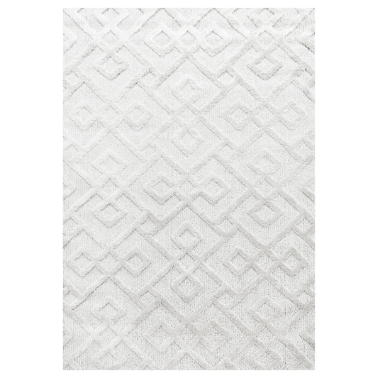 Hochflorteppiche, Geometrisch Design, Farbe Creme, Teppich für Wohnzimmer, Rücken aus Jute