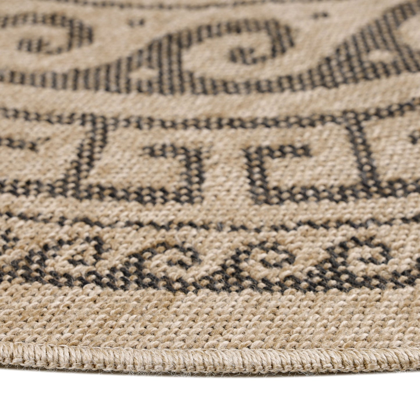 Outdoorteppiche, Vintage Design, Farbe Schwarz, Teppich für Terasse-Balkon-Küche, Rücken aus Polypropylen