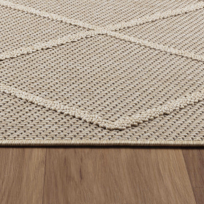 Outdoorteppiche, Berber Design, Farbe Beige, Teppich für Terasse-Balkon-Küche, Rücken aus Polypropylen