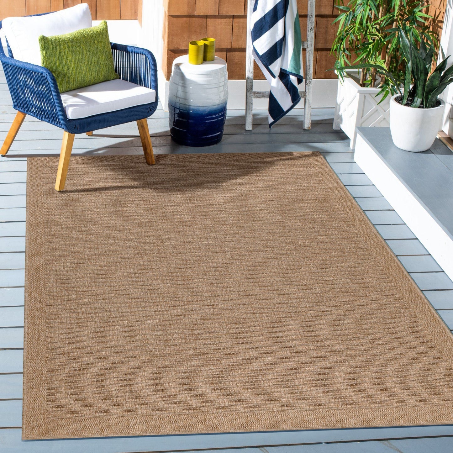 Outdoorteppiche, Vintage Design, Farbe Beige, Teppich für Terasse-Balkon-Küche, Rücken aus Polypropylen