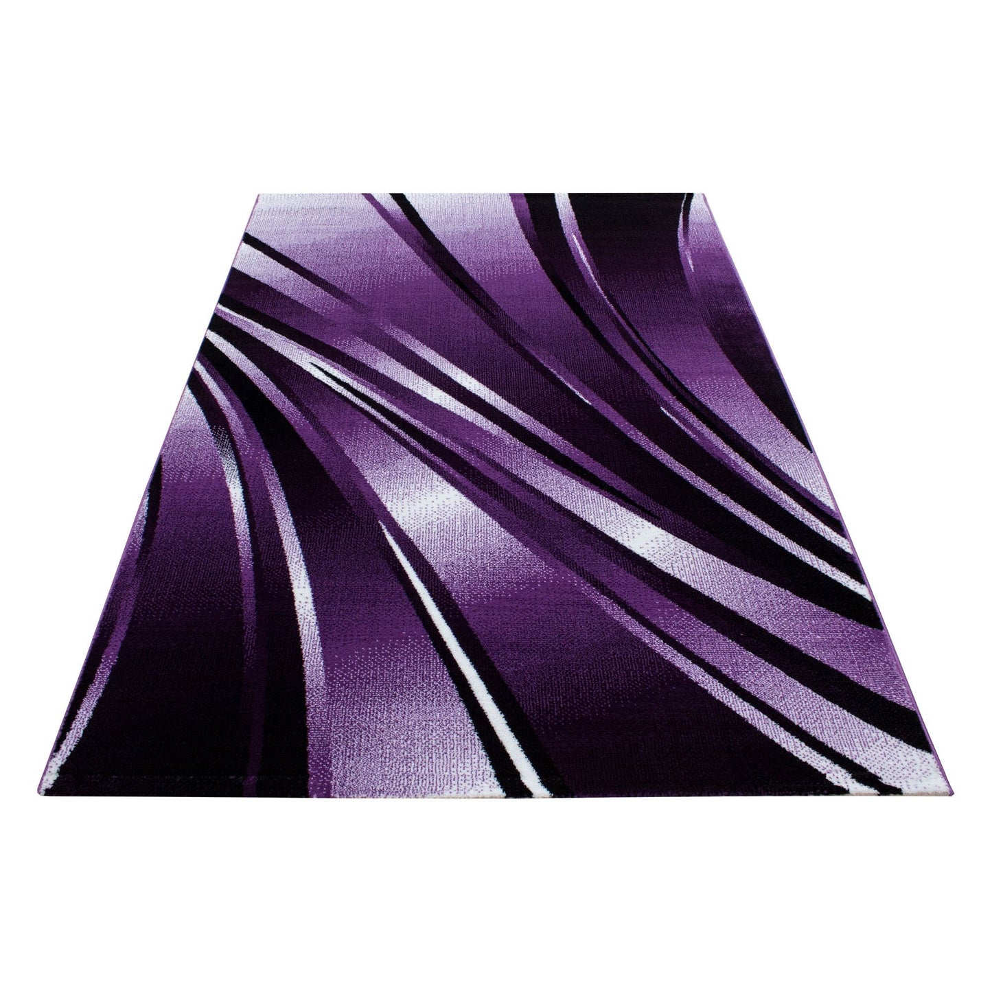 Kurzflorteppiche, Abstrakt Wellen Design, Farbe Violett, Teppich für Wohnzimmer, Rücken aus Jute