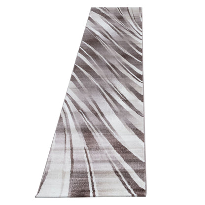 Kurzflorteppiche, Abstrakt Wellen Design, Farbe Braun, Teppich für Wohnzimmer, Rücken aus Jute