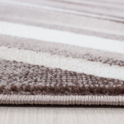 Kurzflorteppiche, Abstrakt Wellen Design, Farbe Braun, Teppich für Wohnzimmer, Rücken aus Jute