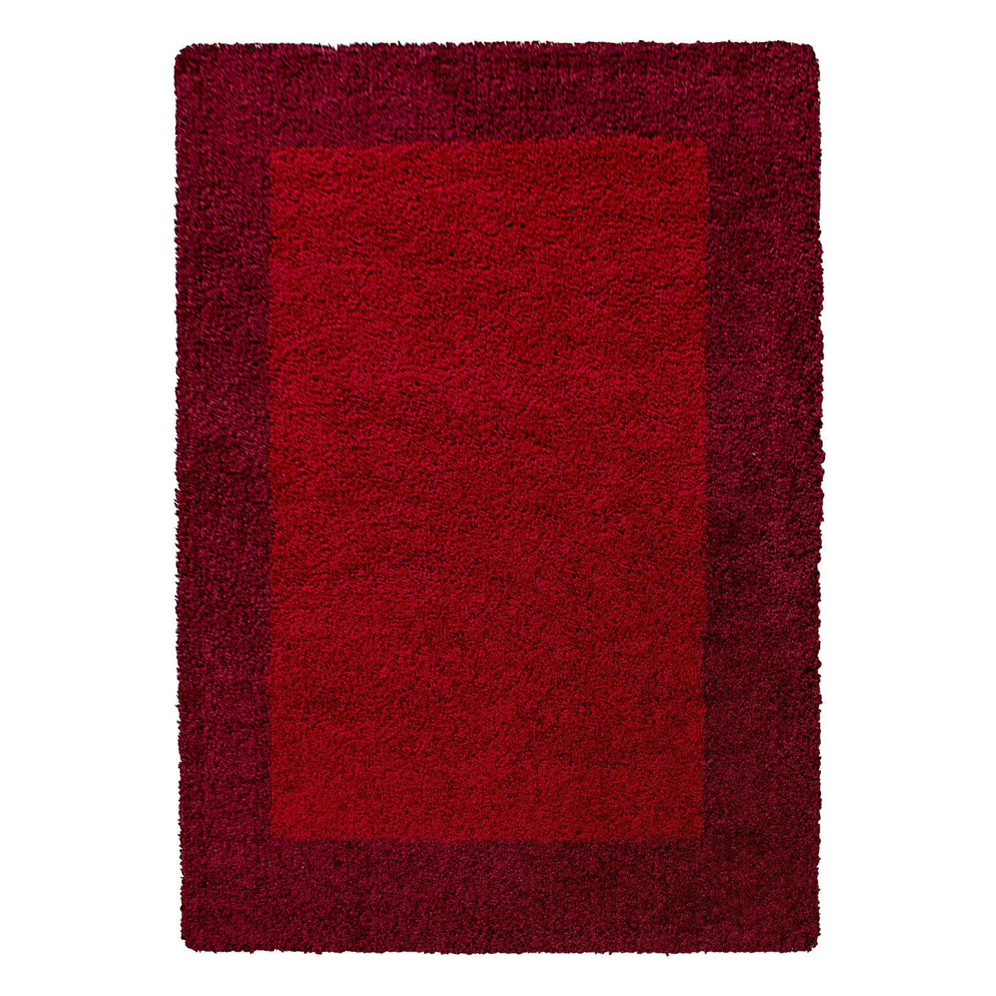 Hochflorteppiche, Bordüre Design, Farbe Rot, Teppich für Wohnzimmer, Rücken aus Jute