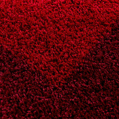 Hochflorteppiche, Bordüre Design, Farbe Rot, Teppich für Wohnzimmer, Rücken aus Jute