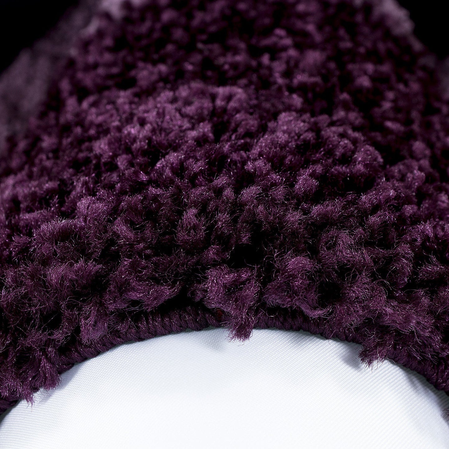 Hochflorteppiche, Bordüre Design, Farbe Violett, Teppich für Wohnzimmer, Rücken aus Jute