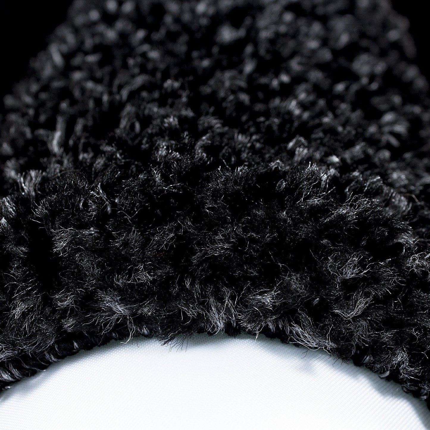 Hochflorteppiche, Bordüre Design, Farbe Anthrazit, Teppich für Wohnzimmer, Rücken aus Jute