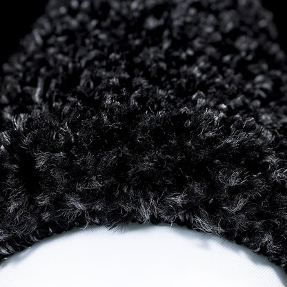 Hochflorteppiche, Bordüre Design, Farbe Anthrazit, Teppich für Wohnzimmer, Rücken aus Jute