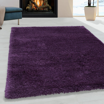 Hochflorteppiche, Unicolor - Einfarbig, Farbe Violett, Teppich für Wohnzimmer, Rücken aus Jute