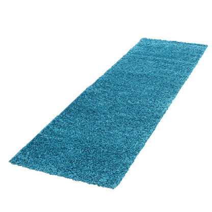 Hochflorteppiche, Unicolor - Einfarbig, Farbe Türkis, Teppich für Wohnzimmer, Rücken aus Jute