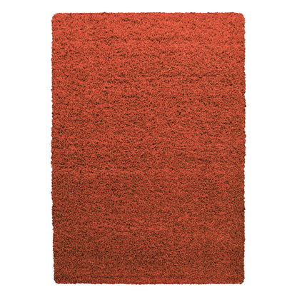 Hochflorteppiche, Unicolor - Einfarbig, Farbe Terrakotta, Teppich für Wohnzimmer, Rücken aus Jute