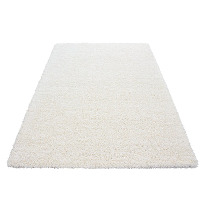 Hochflorteppiche, Unicolor - Einfarbig, Farbe Creme, Teppich für Wohnzimmer, Rücken aus Jute