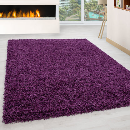 Hochflorteppiche, Unicolor - Einfarbig, Farbe Violett, Teppich für Wohnzimmer, Rücken aus Jute