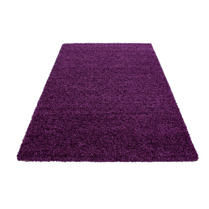 Hochflorteppiche, Unicolor - Einfarbig, Farbe Violett, Teppich für Wohnzimmer, Rücken aus Jute