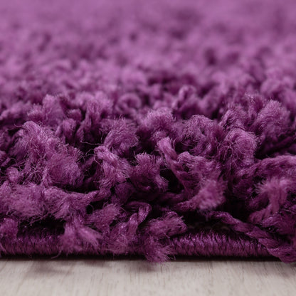 Hochflorteppiche, Unicolor - Einfarbig, Farbe Violett, Teppich für Wohnzimmer, Rücken aus Jute
