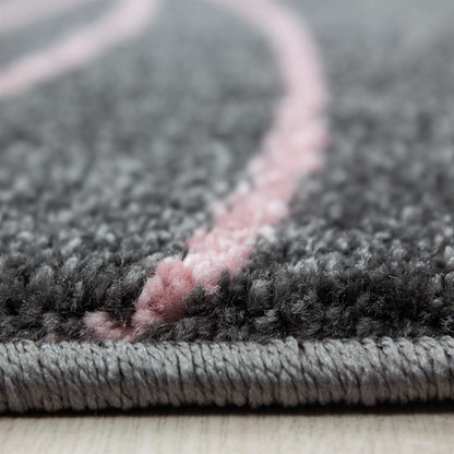 Kinderteppiche, Sterne-Design, Farbe Pink, Teppich für Kinderzimmer, Rücken aus Jute