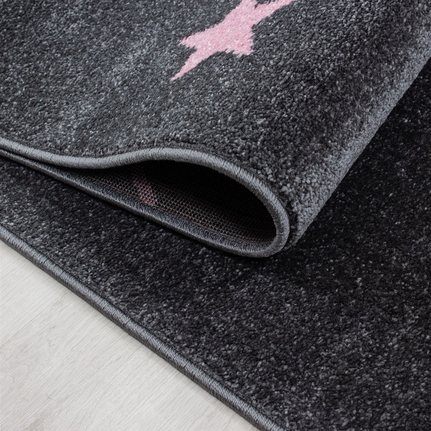 Kinderteppiche, Sterne-Design, Farbe Pink, Teppich für Kinderzimmer, Rücken aus Jute