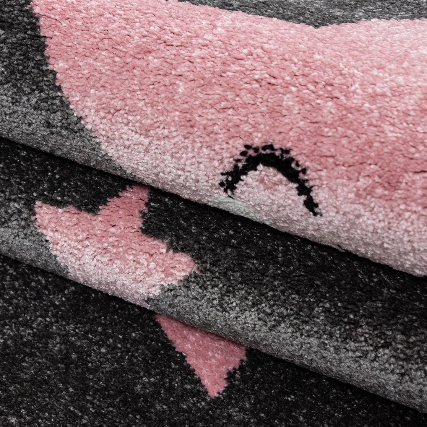 Kinderteppiche, Sterne-Design, Farbe Pink, Teppich für Kinderzimmer, Rücken aus Jute