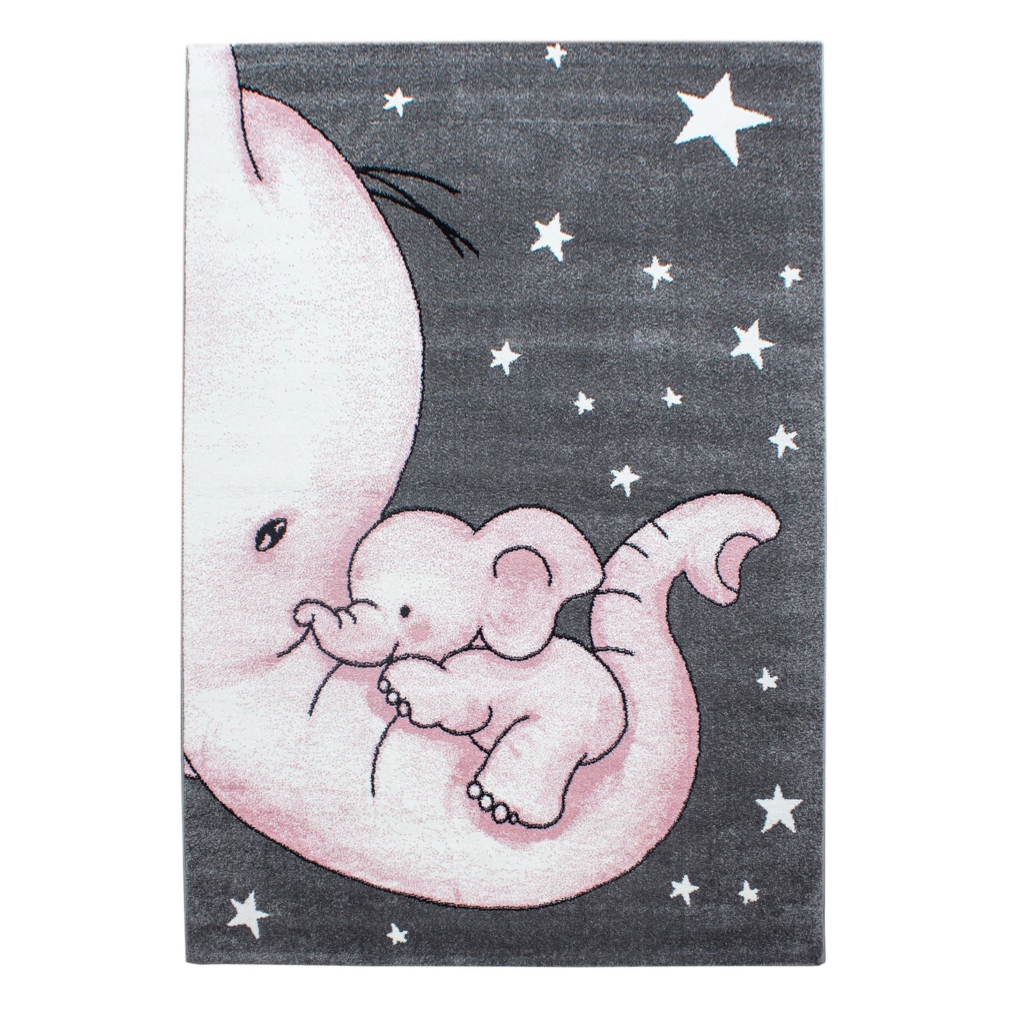 Kinderteppiche, Elefant-Design, Farbe Pink, Teppich für Kinderzimmer, Rücken aus Jute