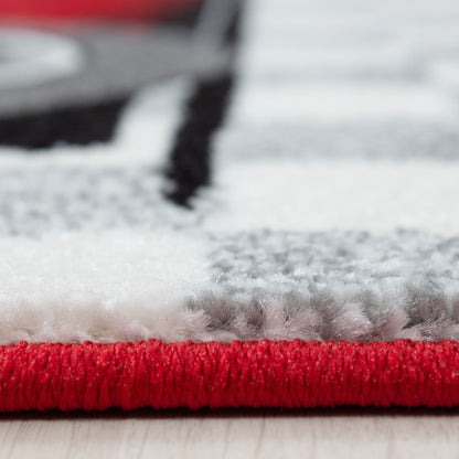 Kinderteppiche, Rennwagen, Farbe Rot, Teppich für Kinderzimmer, Rücken aus Jute