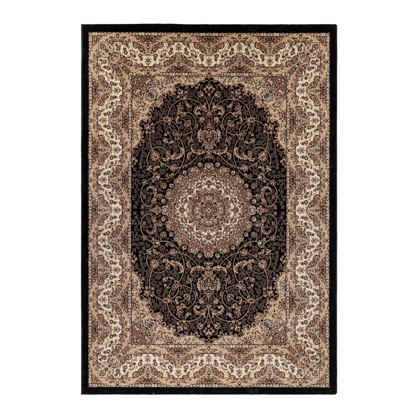 Klassische & Orientteppiche, Orientalisch Design, Farbe Schwarz, Teppich für Wohnzimmer, Rücken aus Jute