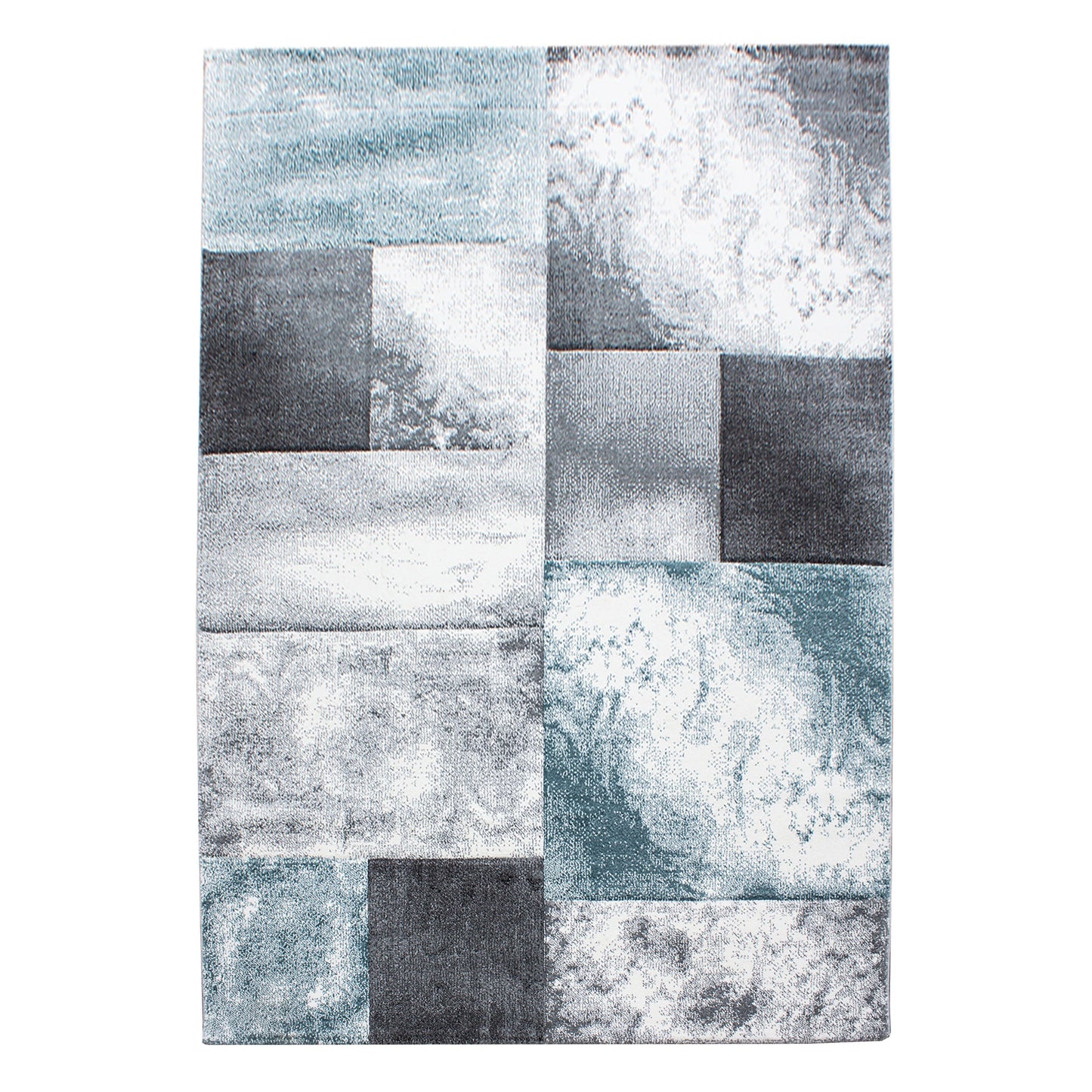 Kurzflorteppiche, Kariert Design, Farbe Blau, Teppich für Wohnzimmer, Rücken aus Jute