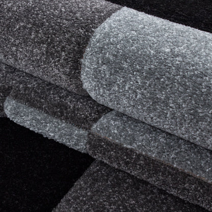 Kurzflorteppiche, Kariert Design, Farbe Grau, Teppich für Wohnzimmer, Rücken aus Jute