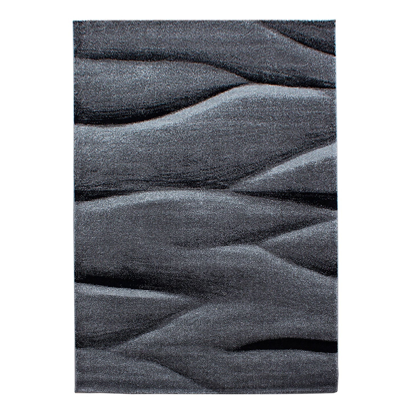 Kurzflorteppiche, Ombre Design, Farbe Schwarz, Teppich für Wohnzimmer, Rücken aus Jute