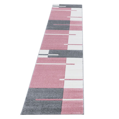 Kurzflorteppiche, Kariert Design, Farbe Pink, Teppich für Wohnzimmer, Rücken aus Jute