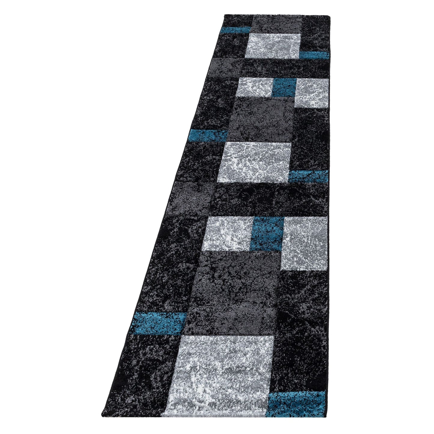 Kurzflorteppiche, Kariert Design, Farbe Türkis, Teppich für Wohnzimmer, Rücken aus Jute