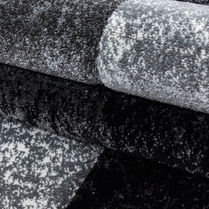 Kurzflorteppiche, Kariert Design, Farbe Schwarz, Teppich für Wohnzimmer, Rücken aus Jute