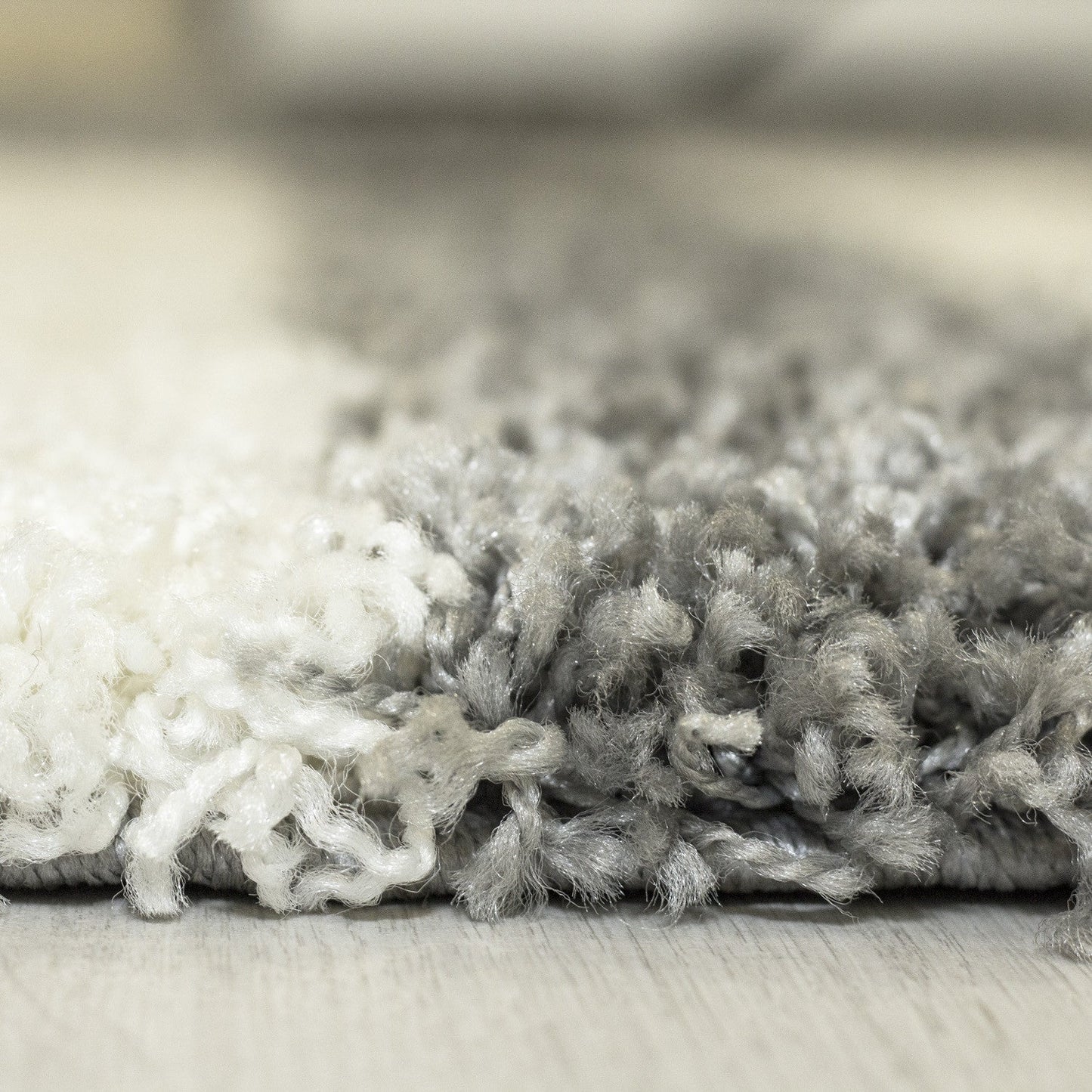 Hochflorteppiche, Kariert Design, Farbe Hellgrau, Teppich für Wohnzimmer, Rücken aus Jute