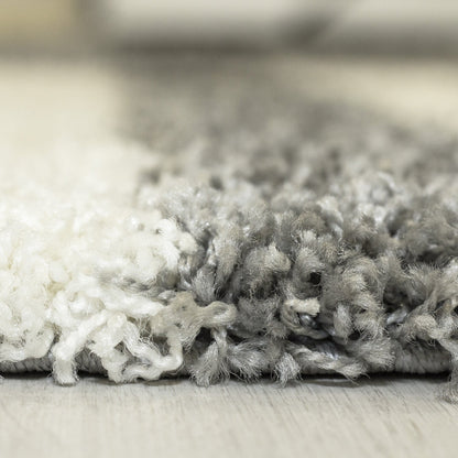 Hochflorteppiche, Kariert Design, Farbe Hellgrau, Teppich für Wohnzimmer, Rücken aus Jute