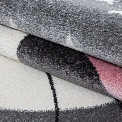 Kinderteppiche, Niedliches Katze design, Farbe Pink, Teppich für Kinderzimmer, Rücken aus Jute