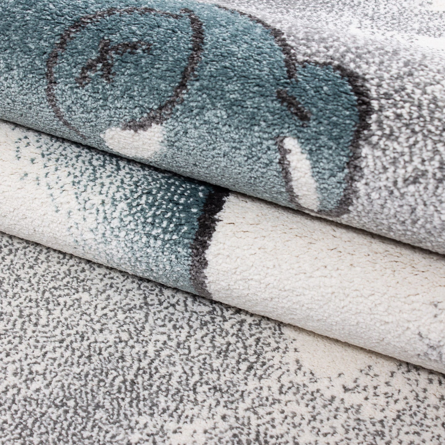 Kinderteppiche, Bär-Design, Farbe Blau, Teppich für Kinderzimmer, Rücken aus Jute