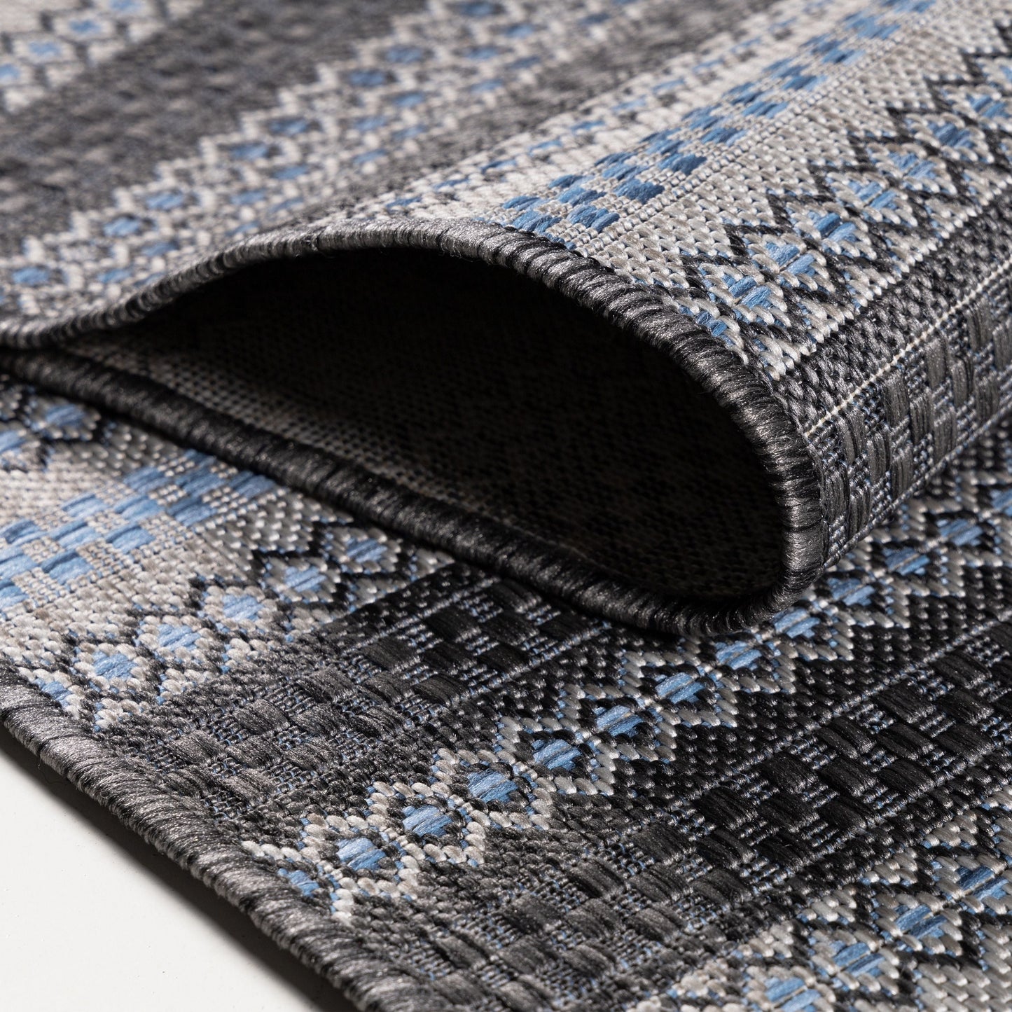 Outdoorteppiche, Vintage Design, Farbe Schwarz, Teppich für Terasse-Balkon-Küche, Rücken aus Polypropylen