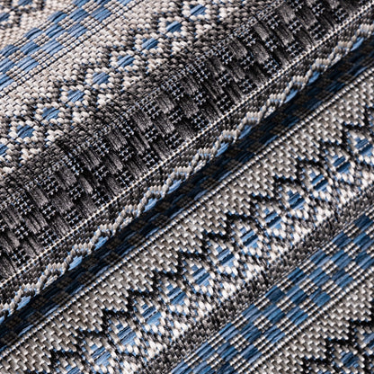 Outdoorteppiche, Vintage Design, Farbe Schwarz, Teppich für Terasse-Balkon-Küche, Rücken aus Polypropylen