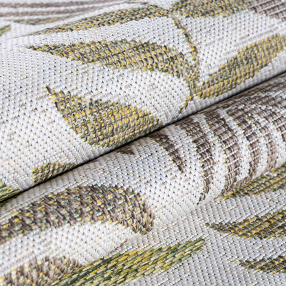 Outdoorteppiche, Palmen Design, Farbe Beige, Teppich für Terasse-Balkon-Küche, Rücken aus Polypropylen