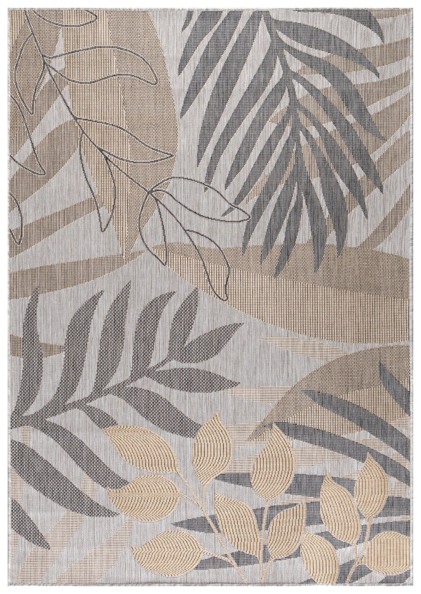 Outdoorteppiche, Palmen Design, Farbe Beige, Teppich für Terasse-Balkon-Küche, Rücken aus Polypropylen