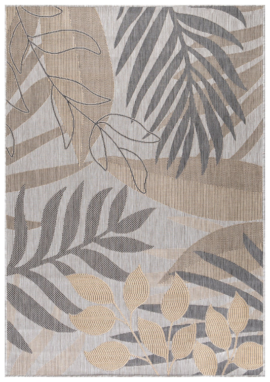 Outdoorteppiche, Palmen Design, Farbe Beige, Teppich für Terasse-Balkon-Küche, Rücken aus Polypropylen