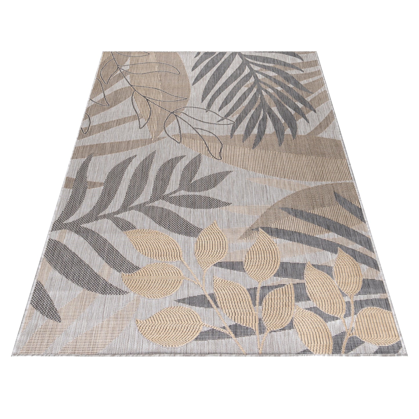 Outdoorteppiche, Palmen Design, Farbe Beige, Teppich für Terasse-Balkon-Küche, Rücken aus Polypropylen
