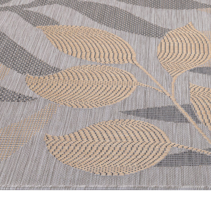 Outdoorteppiche, Palmen Design, Farbe Beige, Teppich für Terasse-Balkon-Küche, Rücken aus Polypropylen