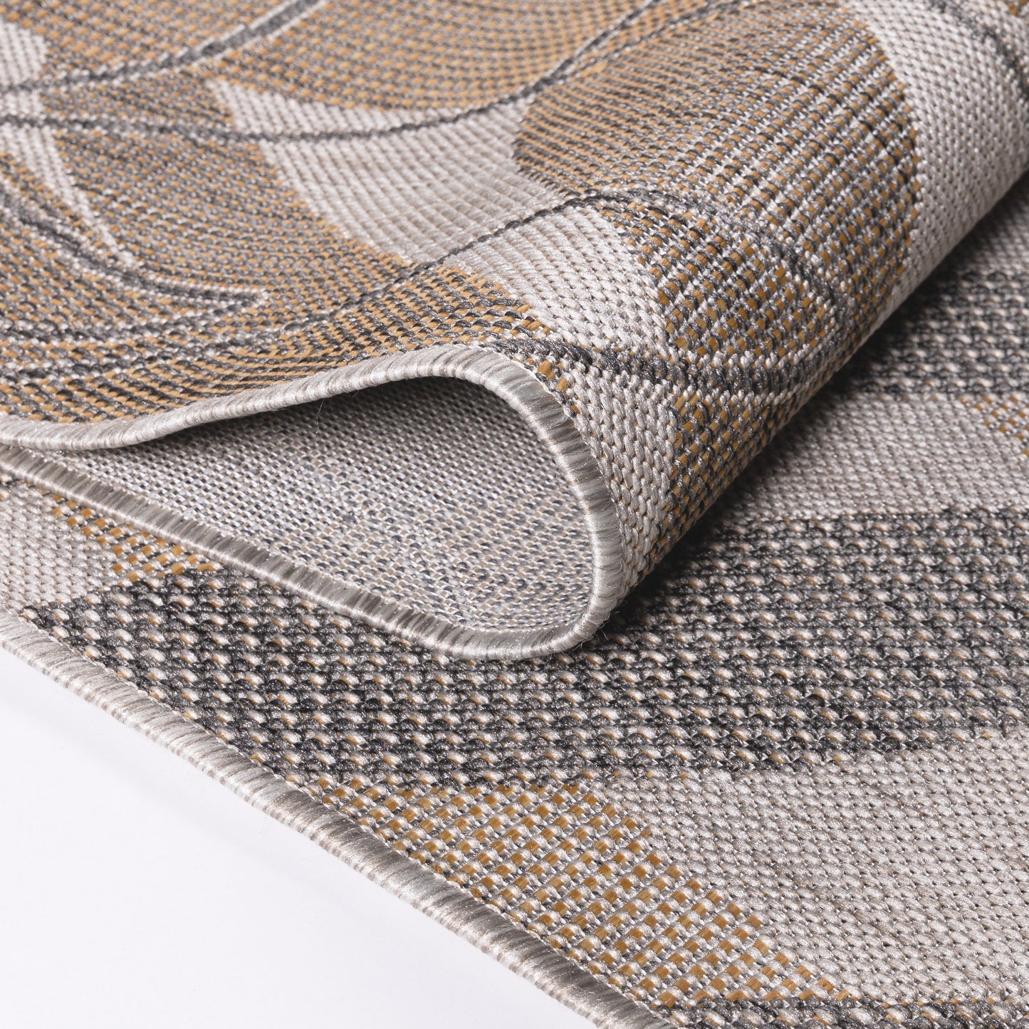 Outdoorteppiche, Palmen Design, Farbe Beige, Teppich für Terasse-Balkon-Küche, Rücken aus Polypropylen