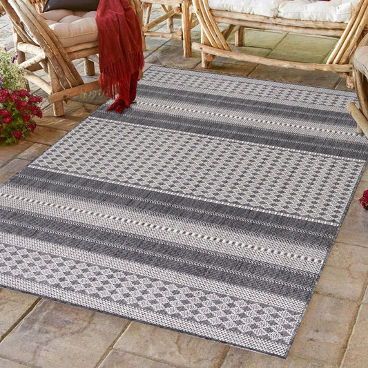 Outdoorteppiche, Vintage Design, Farbe Beige, Teppich für Terasse-Balkon-Küche, Rücken aus Polypropylen